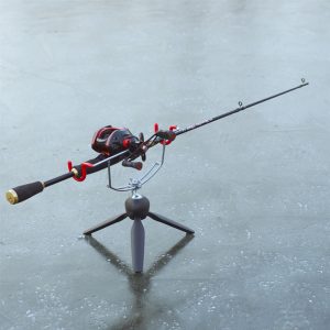 Stainless Steel Ice Fishing Rod Holder, Double-Headed, Adjustable Angle, Easy Installation, Black - 1 Pack